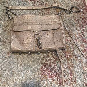 Rebecca Minkoff MAC crossbody gray ostrich embossed leather
